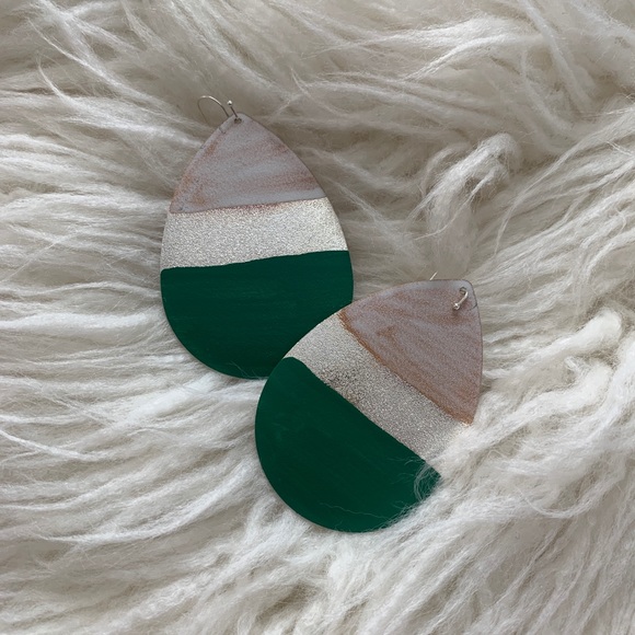 Handpainted Tear Drop Earrings - Picture 4 of 5